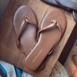 Size 8 sandals - two pairs of Melissa Odabash Sandals 1 pair tan and 1 pair dark